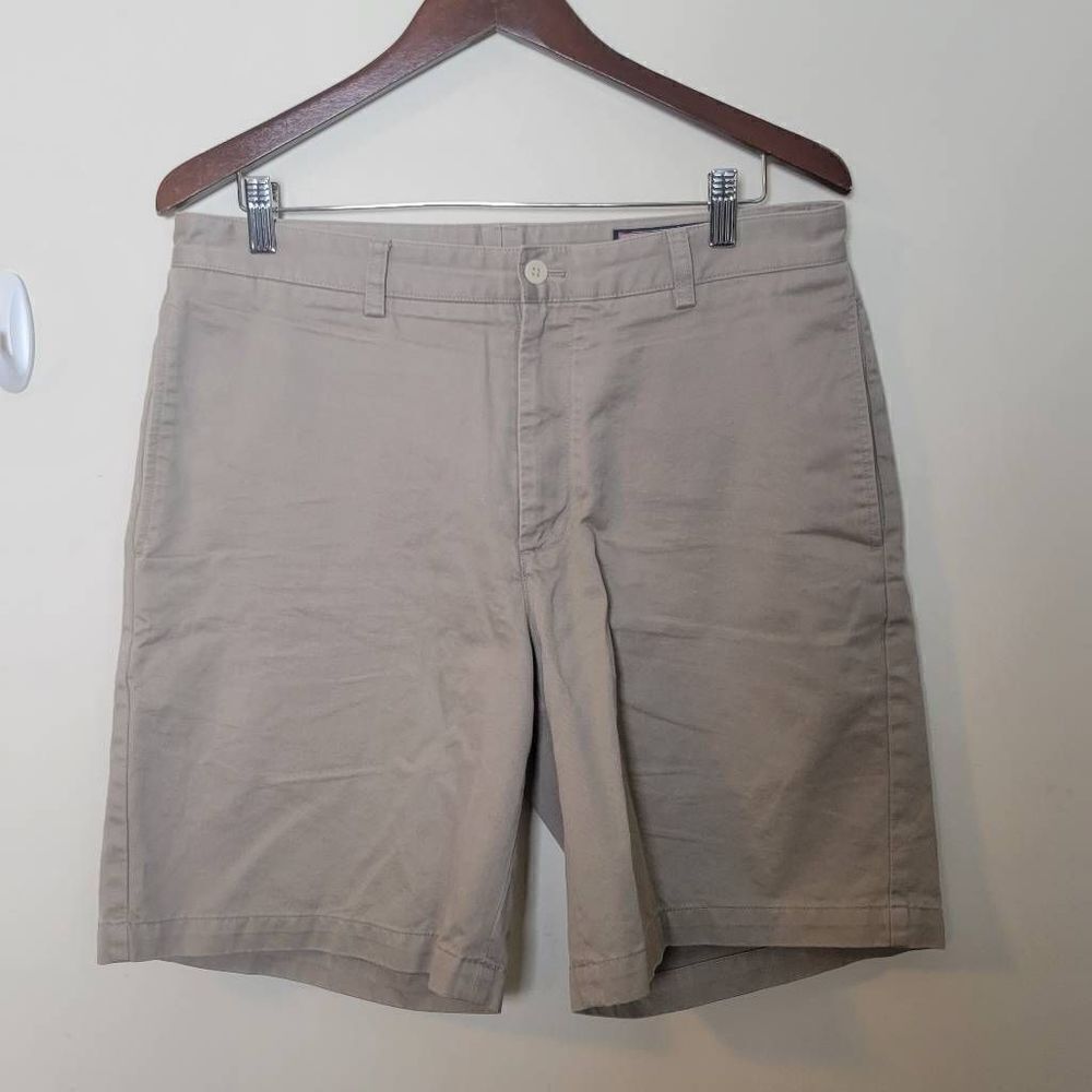 Vineyard Vines Mens Khaki Cotton Club Shorts Flat Front Waist 33